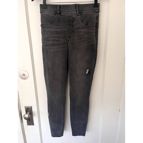 Spanx Womens Distressed Denim Skinny Pants Jeans Jeggings in Vintage Gray Small - Picture 3 of 10